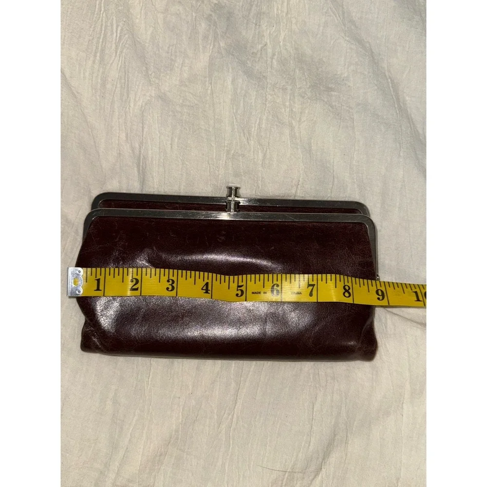 Hobo international double kiss lock brown leather Lauren‎ clutch purse